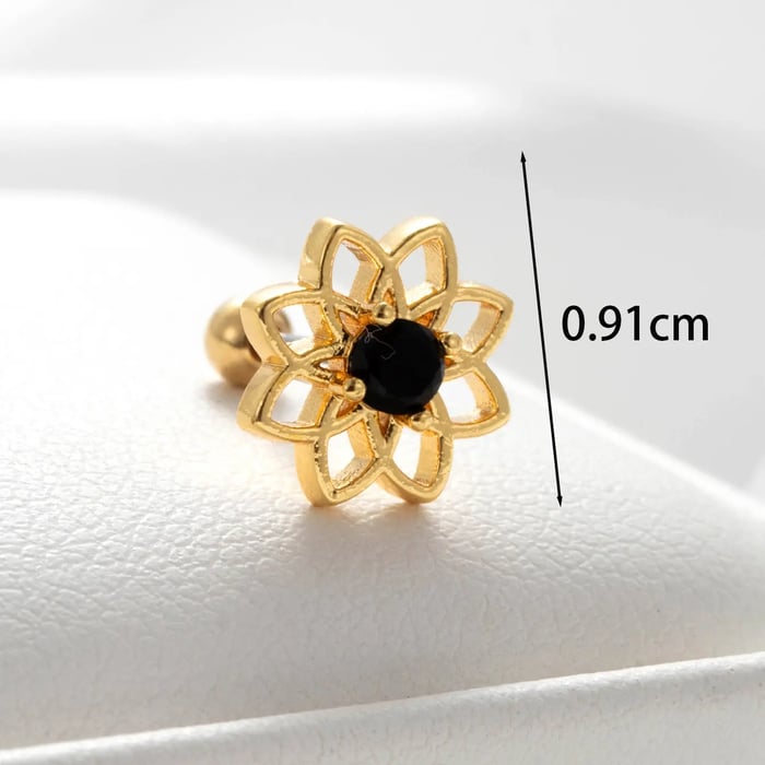 1 Piece Simple Series Classic Flower   Gold Color  Women's Stud Earrings 